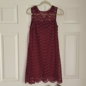 Burgundy lacy mini dress